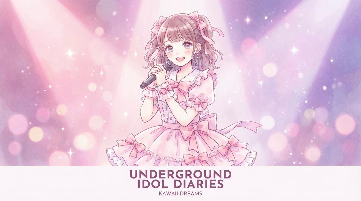 地下アイドルがステージで歌っているイラスト