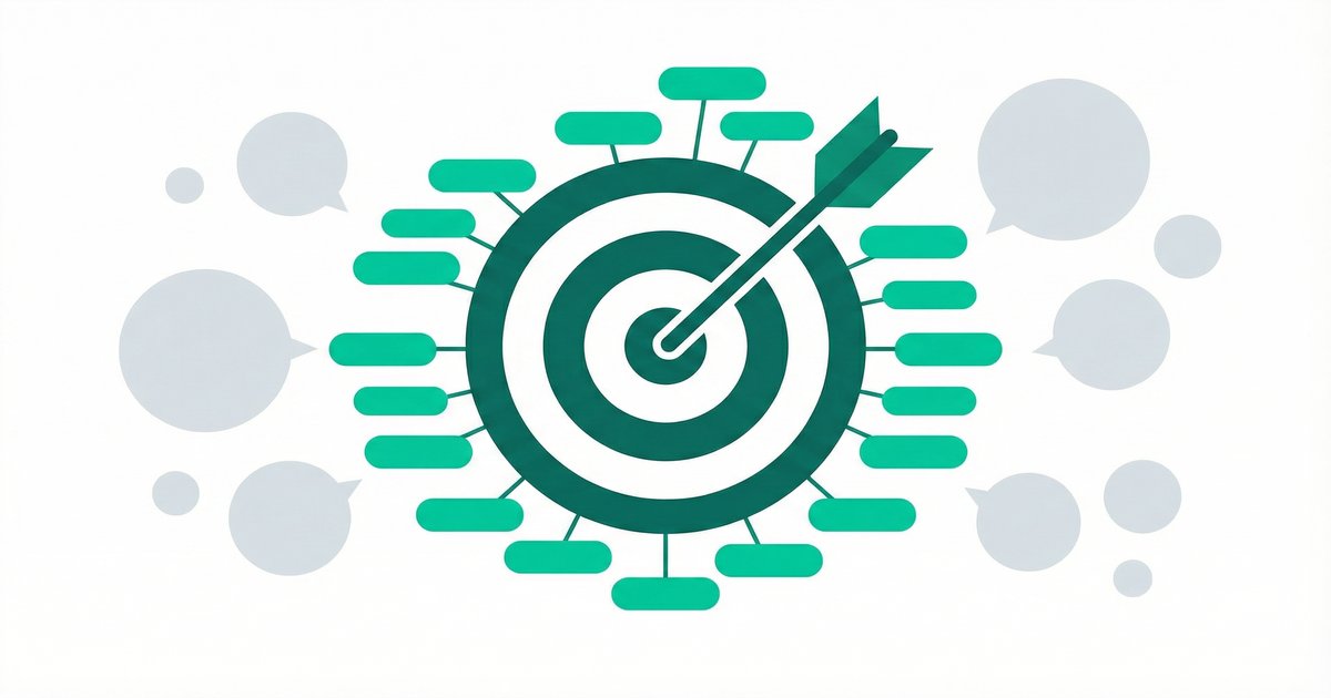 ロングテールキーワードのターゲティング戦略を表すイラスト